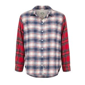 American Eagle Multicolor Plaid Patchwork‎ Boyfriend Fit Small Flannel Shirt